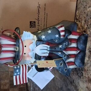 NWT! VINTAGE Home Interiors Patriotic Uncle Sam Metal& tea Light Included.